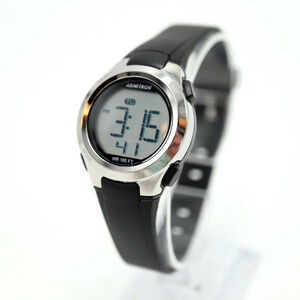 Armitron Womens Digital Sport Watch 27mm Black Silver Tone with New Battery